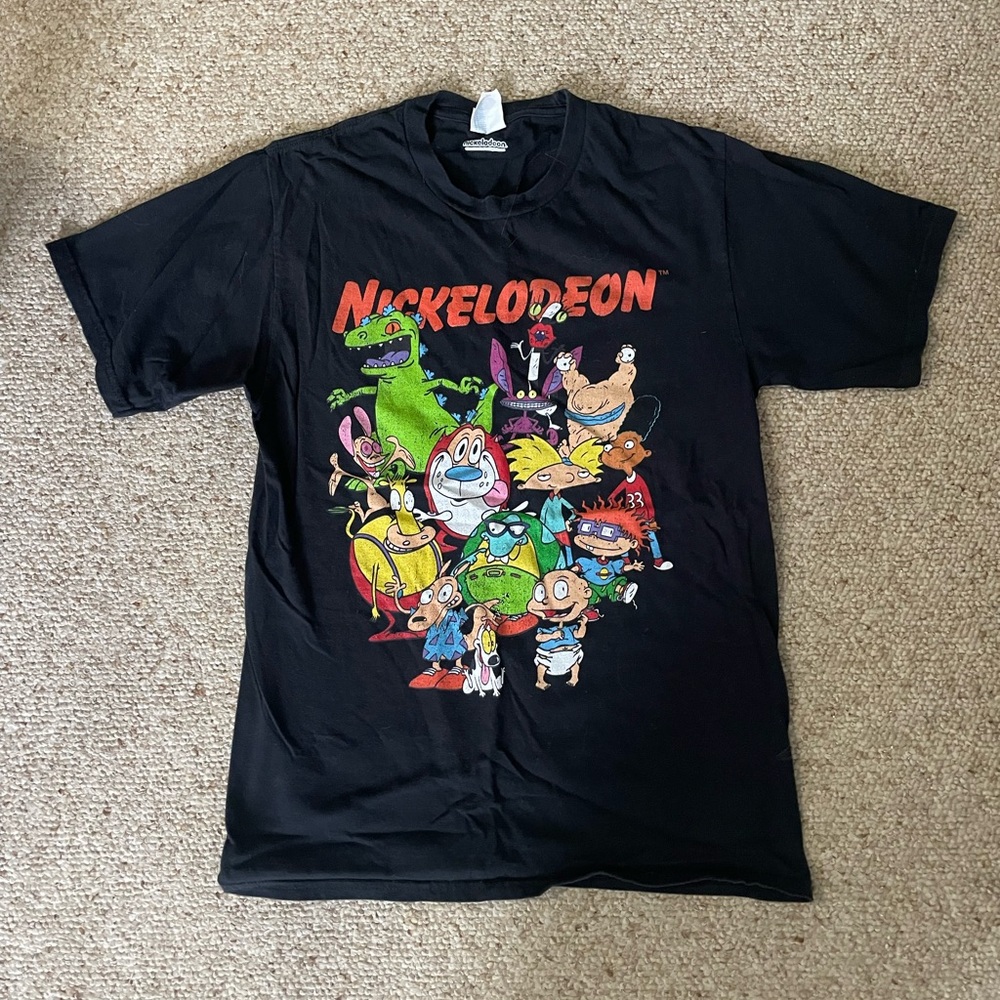 Nickelodeon Black T-Shirt with Colorful Characters